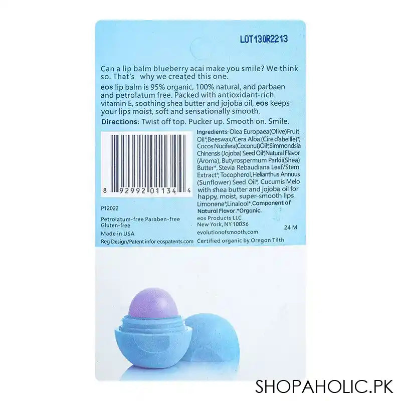 EOS Evolution Of Smooth Blueberry Acai Lip Balm, 7g - Image 3