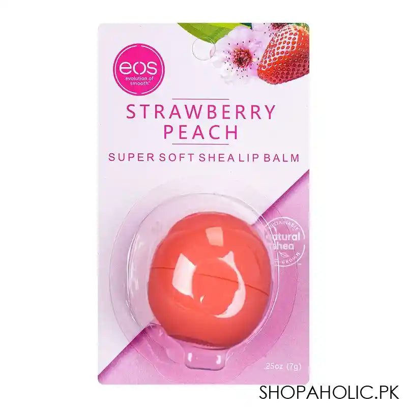 EOS Evolution Of Smooth Strawberry Peach Super Soft Shea Lip Balm, 7g - Main Image