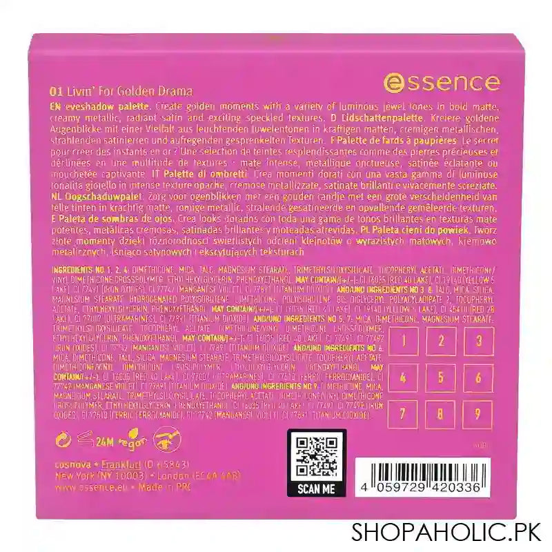 Essence Golden Days Ahead Eyeshadow Palette, 9 Colors, Vegan, 5.85g, 01 Livin'For Golden Drama - Image 4