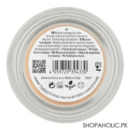 Essence Natural Matte Mousse Foundation, Vegan, 16g, 01 - Image 4