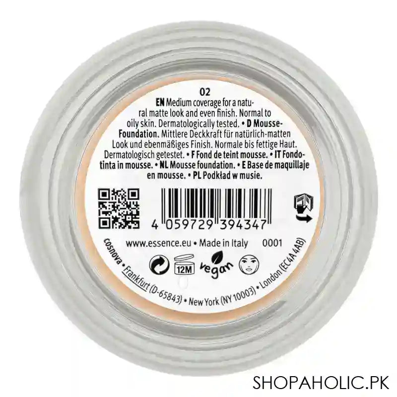 Essence Natural Matte Mousse Foundation, Vegan, 16g, 02 - Image 4