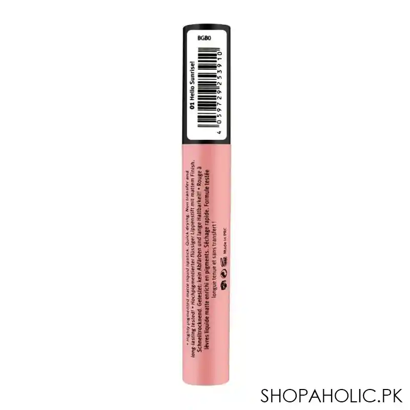 essence stay 8h matte liquid lipstick, 01 hello sunrise image2