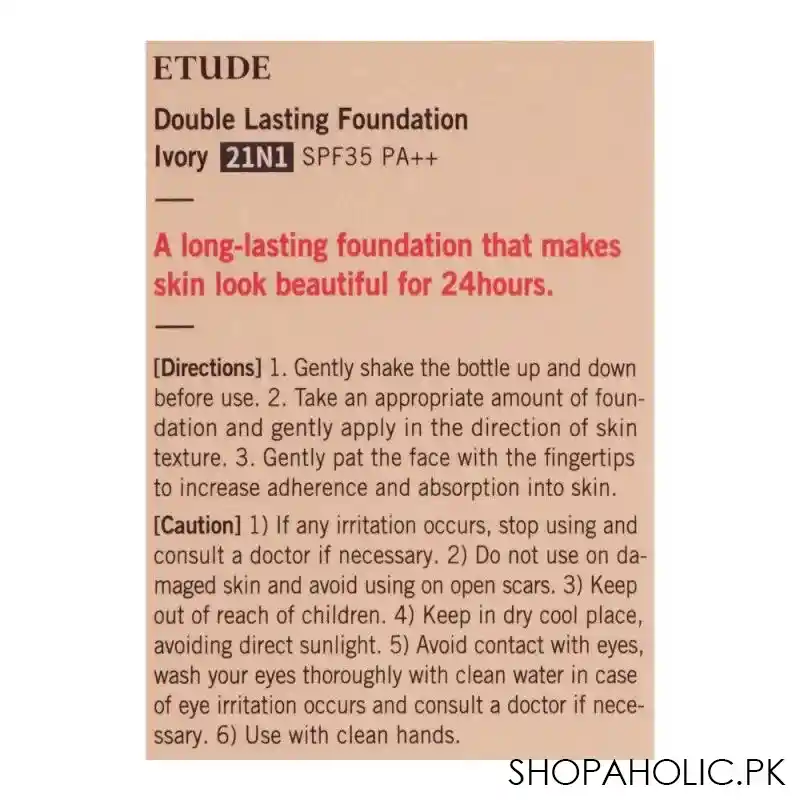 etude house double lasting foundation, spf 35 pa++, neutral beige, 30g image4