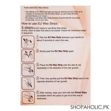 eu chocolate sensation wax strips, arms, legs and body, for all skin types, 10+2 pack image3