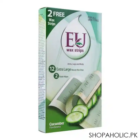 eu cucumber wax strips, arms, legs and body, for all skin types, 10+2 pack main image