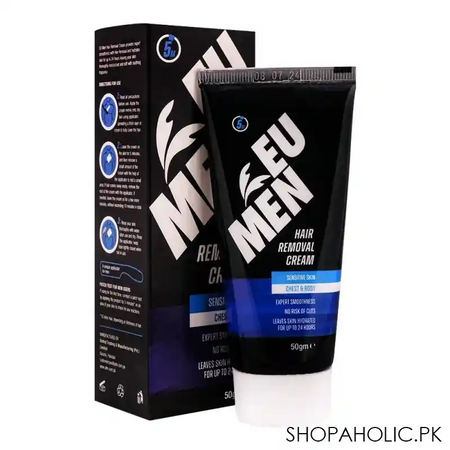 eu men hair removal cream, sensitive skin chest & body, 50g main image