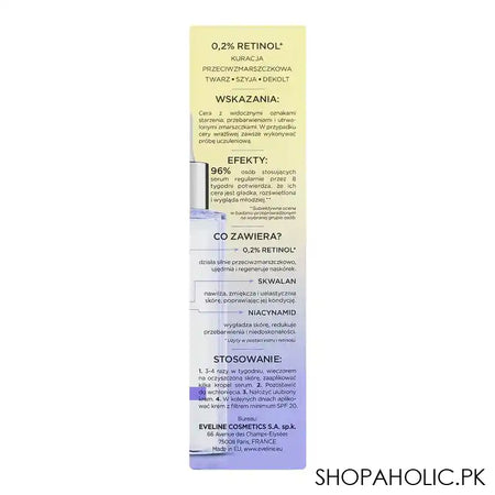 Eveline 0.2% Retinol Squalene Niacinamide Serum Shot, 30ml - Image 2