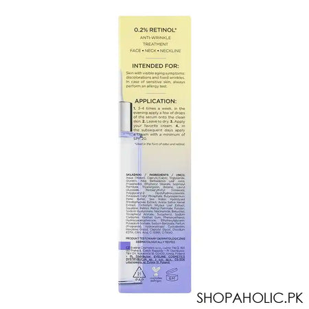 Eveline 0.2% Retinol Squalene Niacinamide Serum Shot, 30ml - Image 3