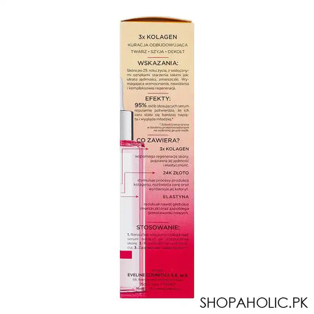 Eveline 3x Collagen 24K Gold Elastin Serum Shot, 30ml - Image 3