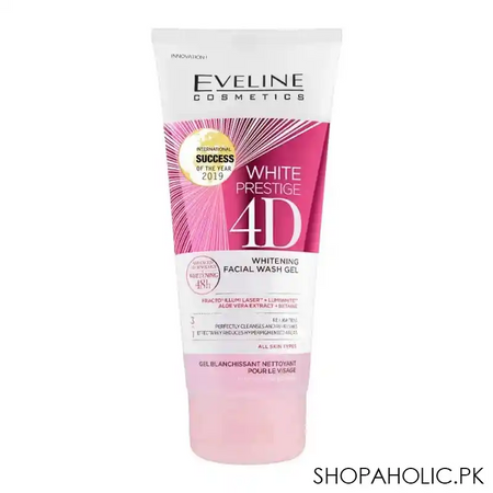 eveline 48h white prestige 4d 3 in 1 whitening facial wash gel, all skin types, 200ml main image