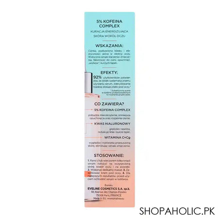 Eveline 5% Caffeine Hyaluronic Acid Vitamin C + CG Serum Shot, 30ml - Image 4