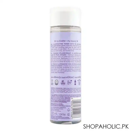 eveline beauty & glow acid power with 5% glycolic acid illuminating toner, 200ml image2