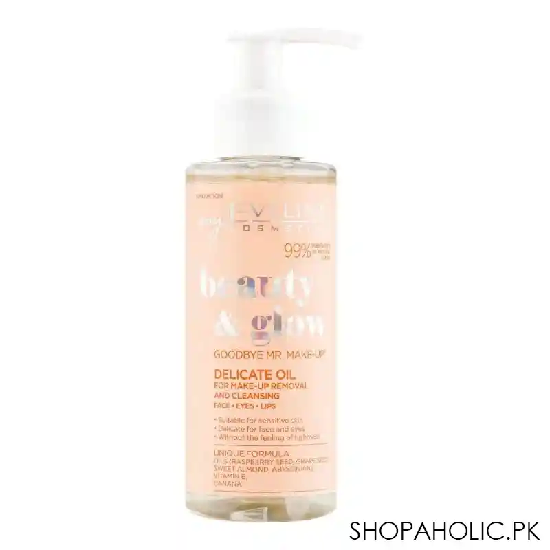 eveline beauty & glow delicate oil make up removal & cleansing, suitable for sensitive skin, 145ml main image