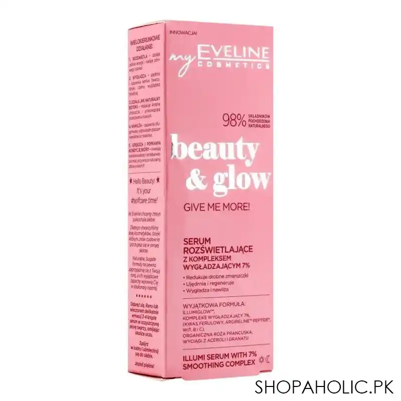 eveline beauty & glow give me more illumi serum with 7% smoothing complex, 18ml main image