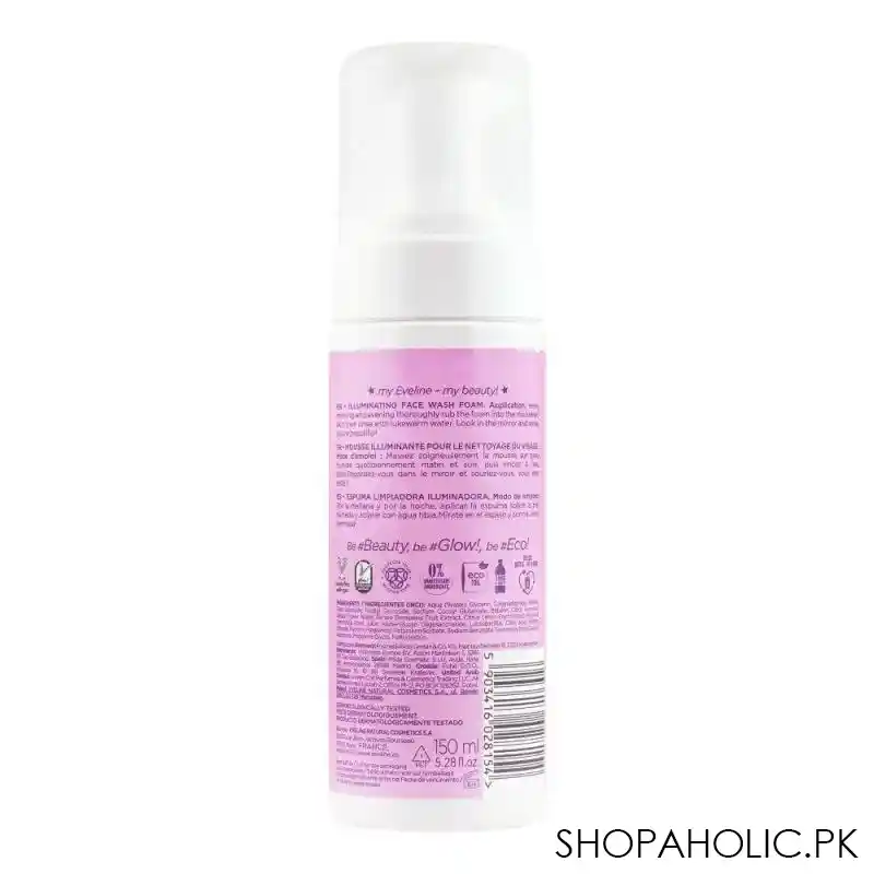 eveline beauty & glow oh gentle illuminating face wash foam, delicate for sensitive skin, 150ml image2