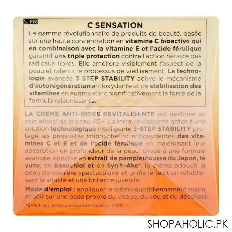 eveline bio vitamin c sensation 3 in 1 revitalizing 40+ day and night anti wrinkle cream, 50ml image3