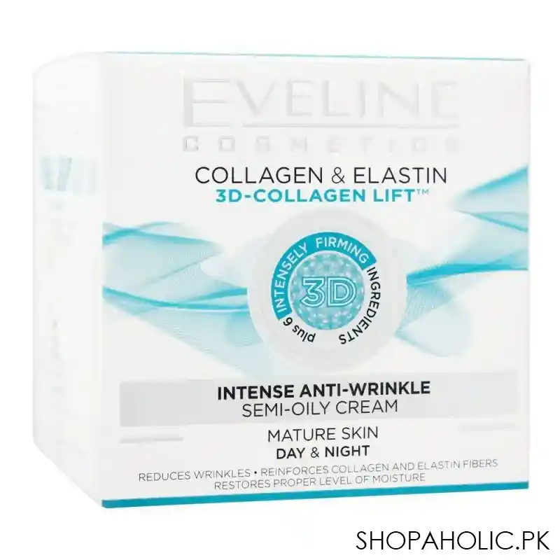 eveline collagen & elastin 3d intensely anti wrinkle semi oily day & night cream, mature skin, 50ml image2