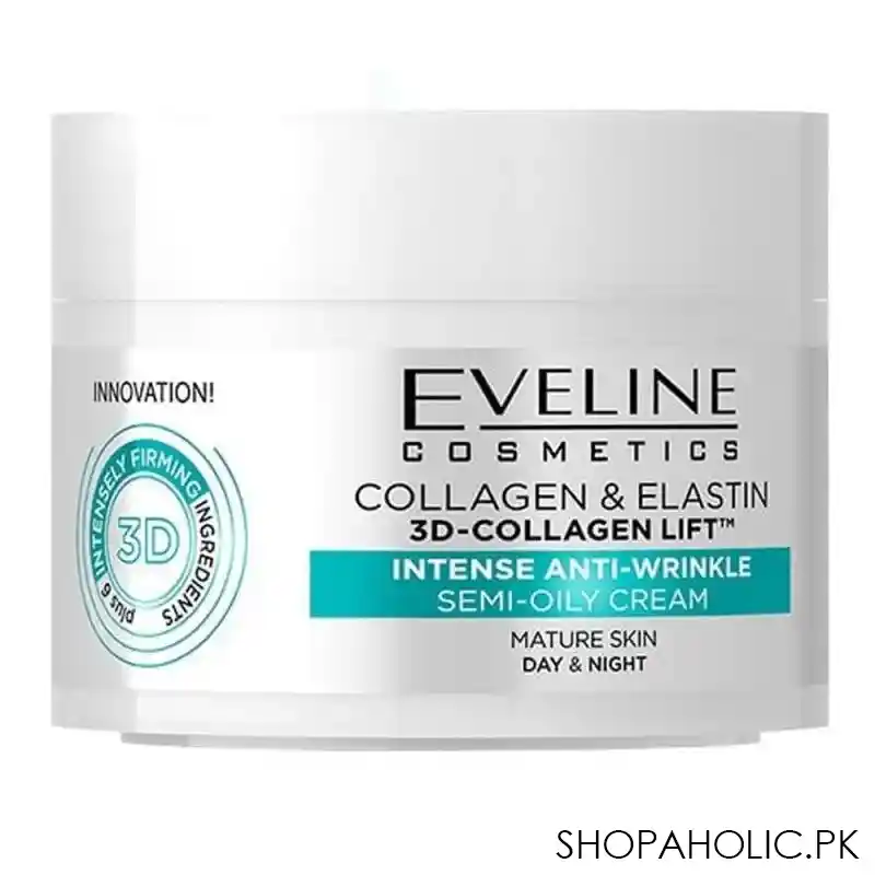 eveline collagen & elastin 3d intensely anti wrinkle semi oily day & night cream, mature skin, 50ml main image