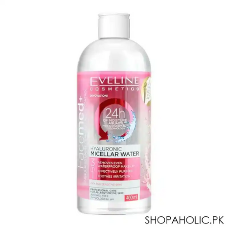 eveline facemed+ 3 in 1 hyaluronic micellar water, alcohol free, 400ml main image