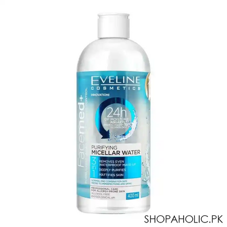 eveline facemed+ 3 in 1 purifying micellar water, alcohol free, 400ml main image