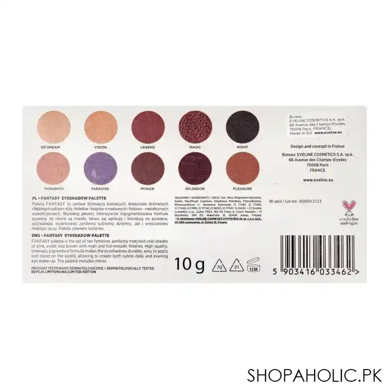 eveline fantasy eyeshadow palette, 10 shades image2