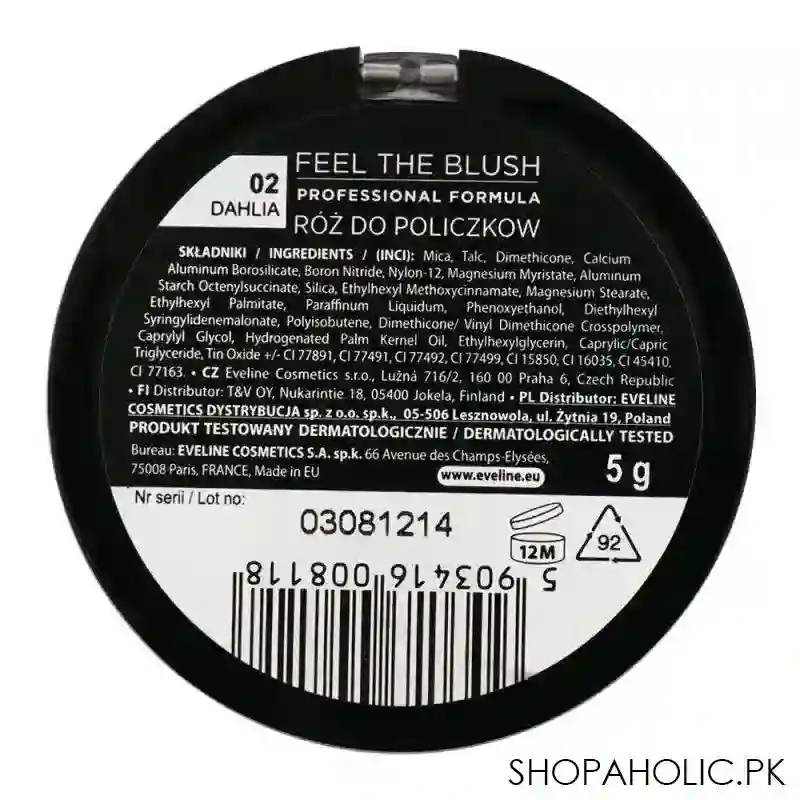 eveline feel the blush color sculpting, 02, dahlia, 5g image3