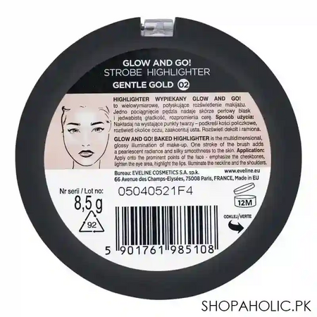 eveline glow and go strobe highlighter, 02, gentle gold image3