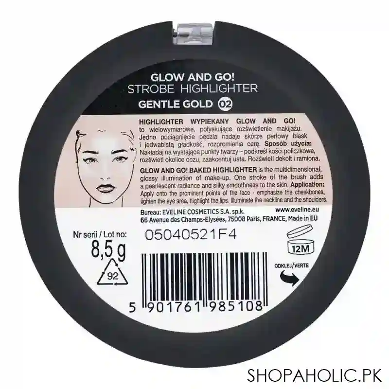 eveline glow and go strobe highlighter, 02, gentle gold image3