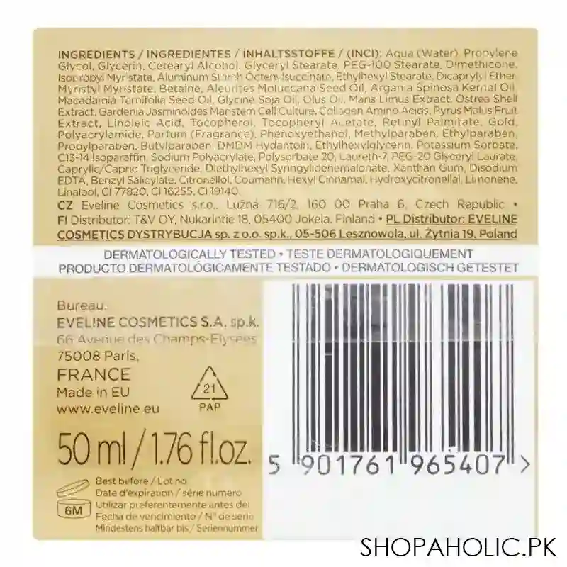 eveline gold revita expert 30+24k gold luxurious smoothing day and night cream, 50ml image3