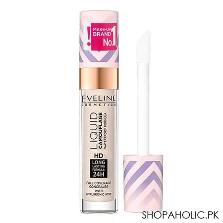 Eveline Liquid Camouflage Full Coverage Concealer, Waterproof, Long Lasting, 01 Light Porcelain - Main Image