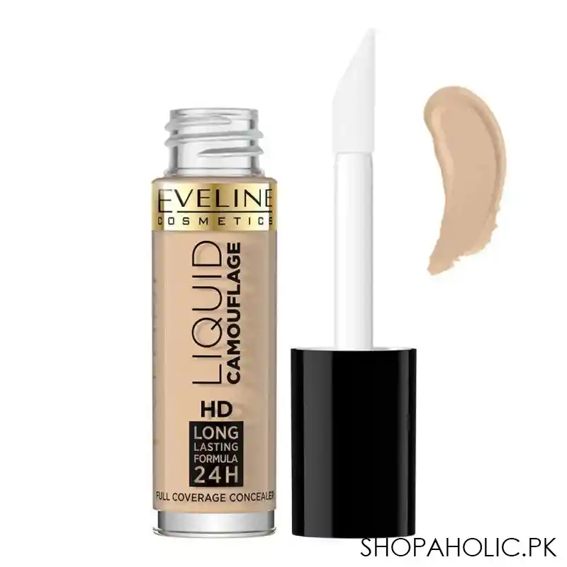 eveline liquid camouflage hd long lasting 24h full coverage concealer, 02, natural main image