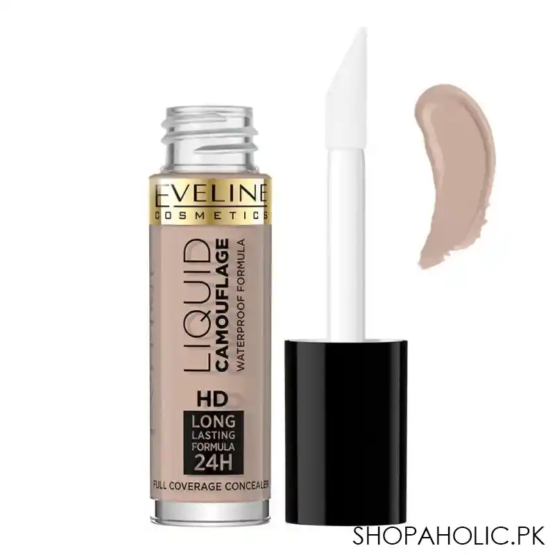 eveline liquid camouflage hd long lasting 24h full coverage concealer, 02a, beige main image