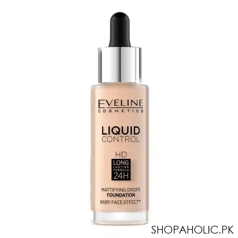 eveline liquid control hd long lasting 24 hours mattifying drop foundation, 011 natural, 32ml image2