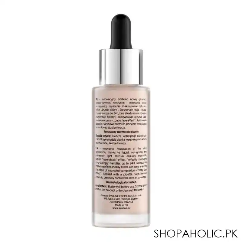 eveline liquid control hd long lasting 24h mattifying drop foundation, 005 ivory image3