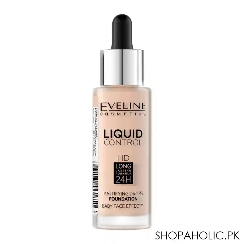 eveline liquid control hd long lasting 24h mattifying drop foundation, 020 rose beige image2