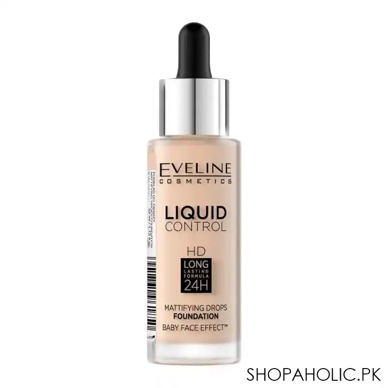 eveline liquid control hd long lasting 24h mattifying drop foundation, 030 sand beige image2