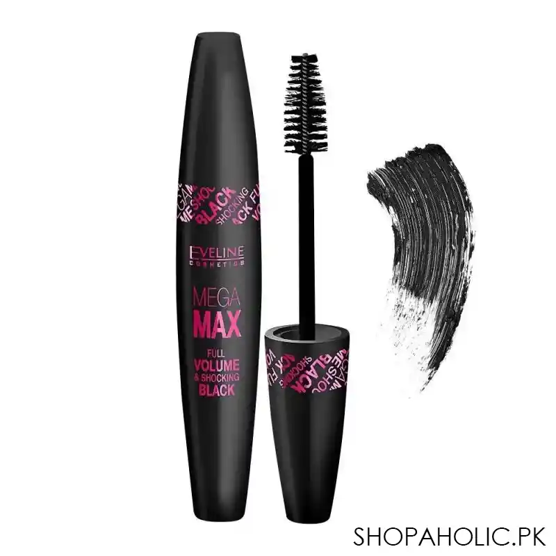 eveline mega max full volume & shocking mascara, black main image