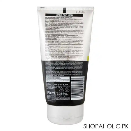 Eveline Men X-Treme Active Activated Charcoal 6-In-1 Purifying Scrub Gel, 150ml - Image 2