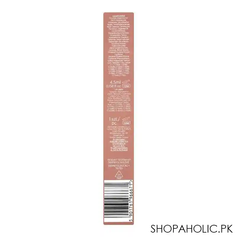 eveline oh my lips liquid matt lipstick & contour lip liner, 01, neutral nude image3