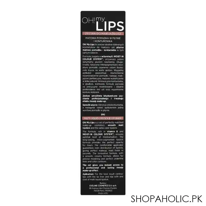 eveline oh my lips liquid matt lipstick & contour lip liner, 03 image2