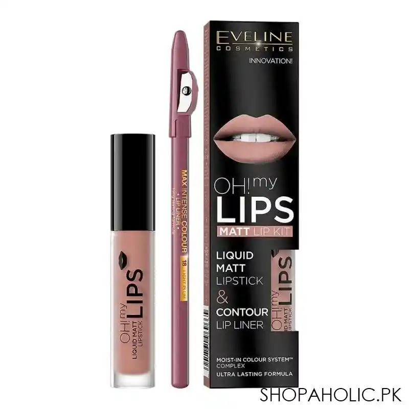 eveline oh my lips liquid matt lipstick & contour lip liner, 08 main image