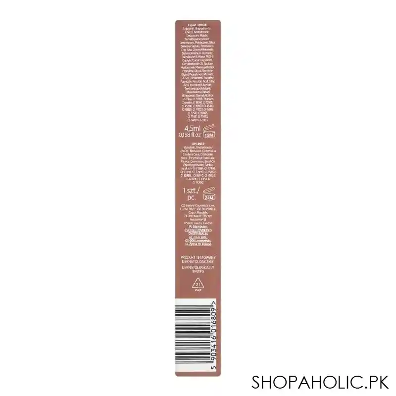 eveline oh my velvet lips silky matt liquid lipstick & contour lip liner, 14, choco truffle image3