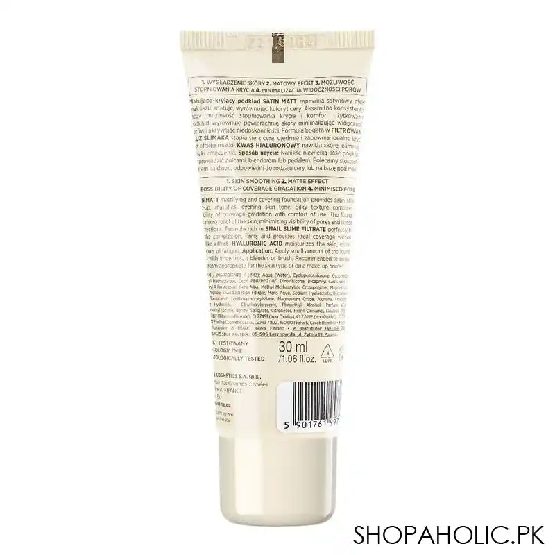 Eveline Satin Matt 4in1 Mattifying & Covering Foundation, 104, Beige - Image 2