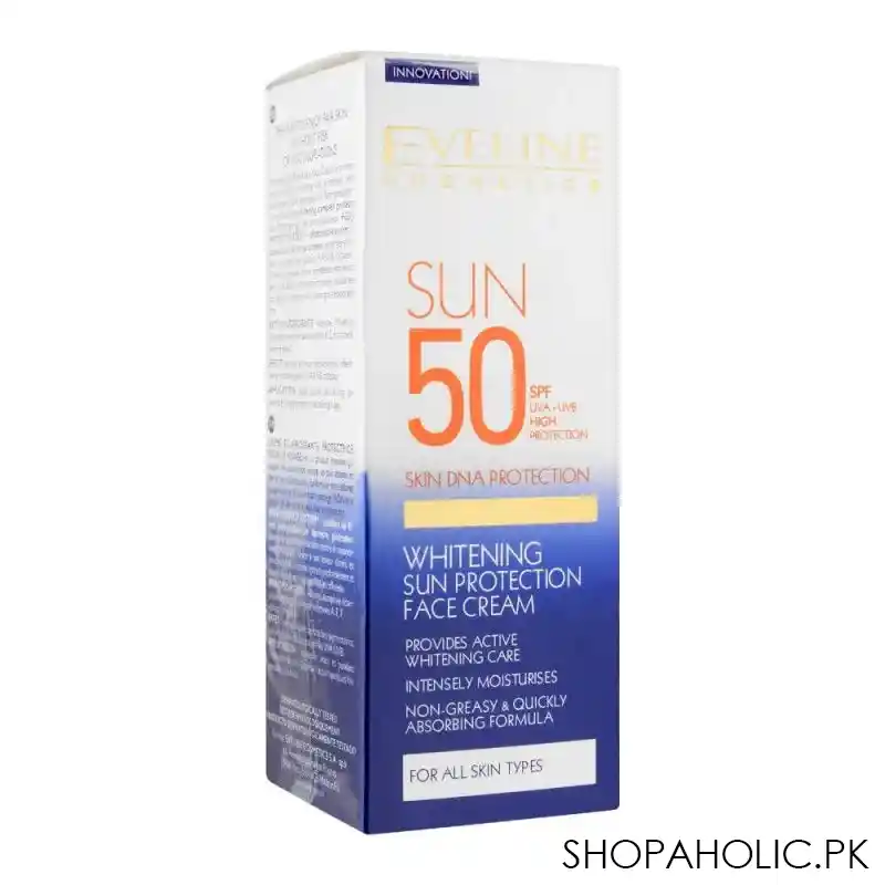 eveline sun whitening sun protection face cream, spf 50, all skin types, 50ml main image