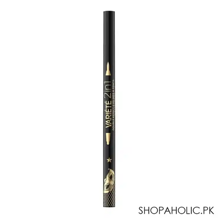eveline variete 2 in 1 double effect eyeliner & pencil, waterproof black image2