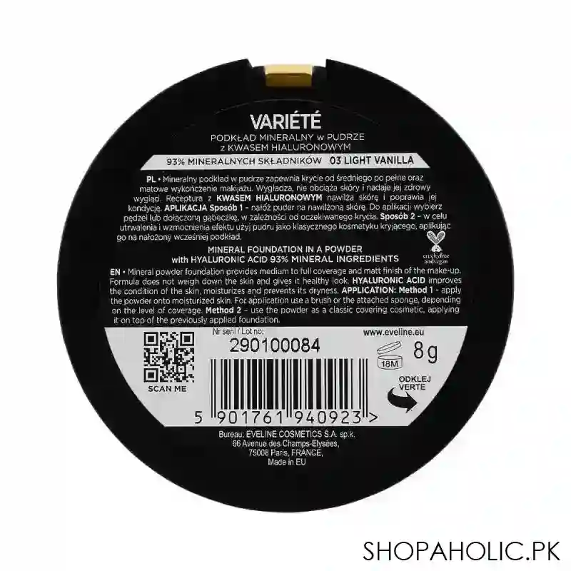 eveline variete foundation in a powder, 03 light vanilla, 8g image3