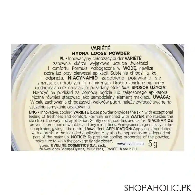 Eveline Variete Hydra Loose Powder With Cooling & Blurring Effect, 5g - Image 2