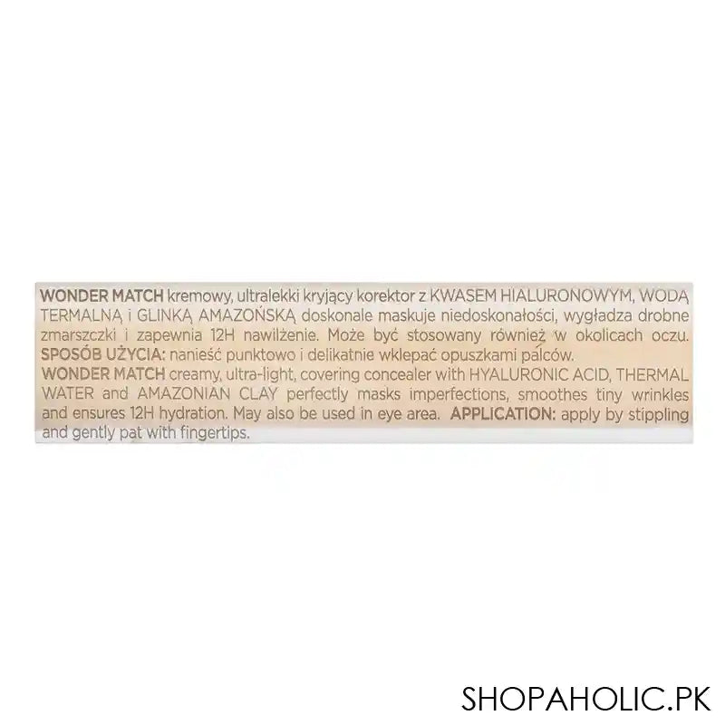 Eveline Wonder Match Coverage Creamy Concealer, 24 Hours Satin Finish, 01 Light - Image 2