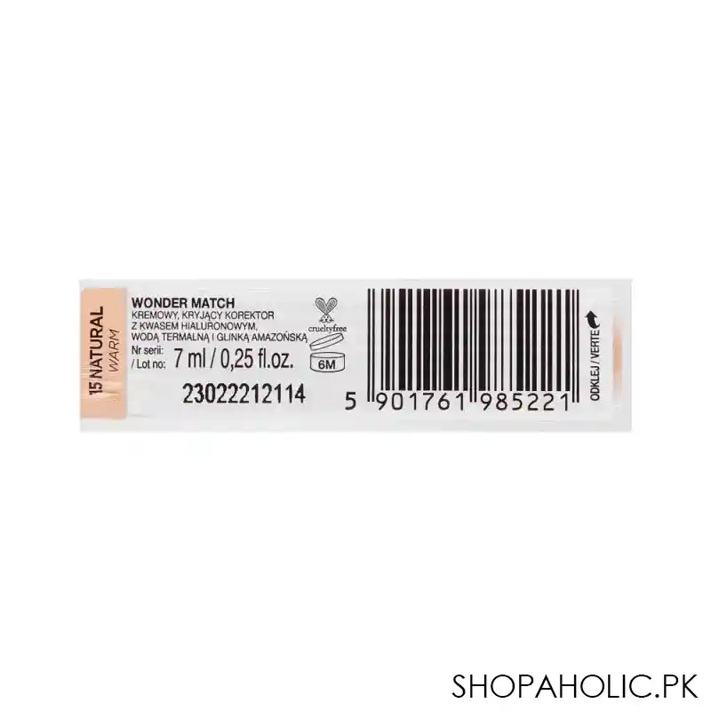 eveline wonder match skin absolute perfection coverage creamy concealer, 15 natural, 7ml image3