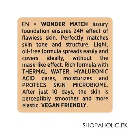 Eveline Wonder Match Skin Absolute Perfection Foundation, 20, Medium Beige - Image 3